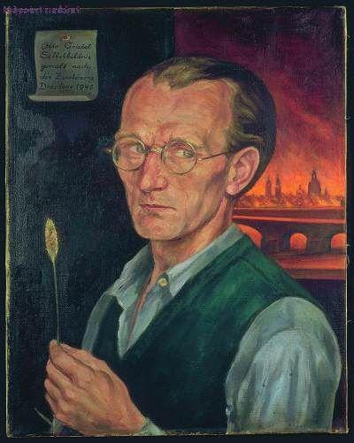 Otto Griebel, Selbstbidniss vor brennenden Dresden